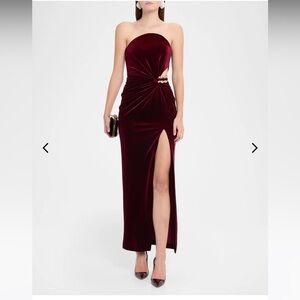 Self-Portrait Burgundy Strapless Gown